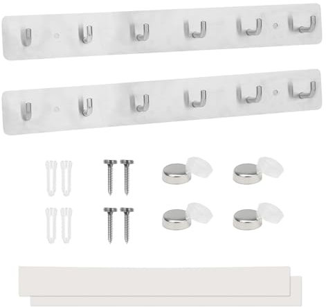 FOGAWA 2 x Appendiabiti da Parete Bianco con 6 Ganci, Attaccapanni da Muro in Acciaio Inox, Ganci Attaccapanni da Muro per Bagno,Cucina,Ingresso,Cameretta,Camera da Letto,Soggiorno,Corridoio