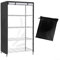 Étagère de rangement noire avec panneau en PVC transparent pour étagères à 5 niveaux – Résistant à l'eau – Convient pour l'extérieur