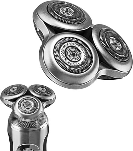 Wone Kompletter Ersatz-Scherkopf für Philips Norel*o Serie 9000 Scherköpfe, Modell SH98, Metallradschnalle, verbesserte doppelte Präzisionsklingen, Silber, lange Haltbarkeit