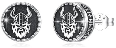 YueYuan Wikinger Ohrringe 925 Sterling Silber Wikinger Schmuck Rune Ohrringe Wikinger Weihnachten Halloween Ostern Vatertag Valentinstag Geburtstag Schmuck Geschenke für Herren