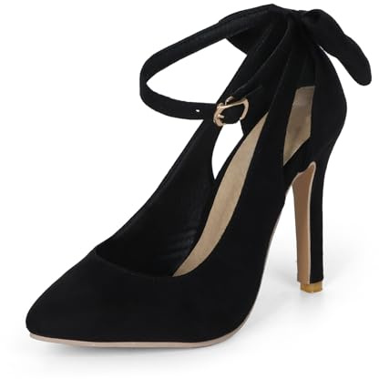EVEOUT Damen Pumps Spitz mit Schleife Stiletto High Heels Elegant Wildleder Schuhe Hochzeit Party Abendschuhe