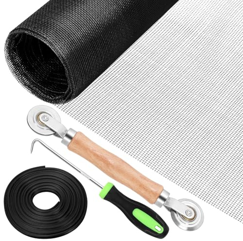 Swpeet 4pcs Bildschirm Reparatur Kit, enthalten schwarzes Bildschirm Mesh, doppelseitige Bildschirm Rolle, Fenster Bildschirm Haken, Retainer Spline, für den Austausch von Tür und Fenster Bildschirme