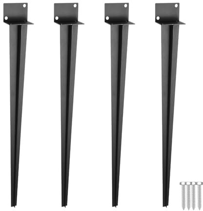 Jaxguom Pfostenträger zum Einschlagen L-Form Bodenhülse Einschlaghülse für Holzpfosten 40 x 500mm Einschlag-Bodenhülse für Zäune Gartenprojekte (4 Stück)