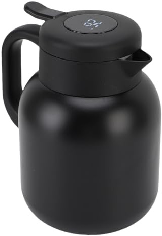 Oreilet 1500 Ml Edelstahl Thermalkaffee Carafe, Vakuum -isolierte Teekanne mit Infuser, Heißer Kaltretententopf, Vakuumthermie -Topfkolben, Heißer Getränkespender für Kaffee, Milch (BLACK)
