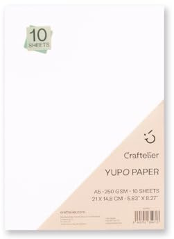 Craftelier Yupo A5-Papier, synthetisches, nicht poröses Papier für Alkoholtinten, glatte Oberfläche, leicht zu schneiden oder zu stanzen, 10 Blatt (250 g/m²), 14,8 × 21 cm