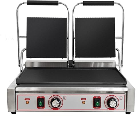 Double Panini Press 3.6KW Commercial Contact Grill Non-Stick
