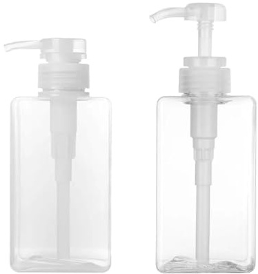 Oyiclyea Empty Lotion Pump Bottles 2Pcs 450ml Clear Plastic Soap Dispenser,Refillable Plastic Bottle,Square Emulsion Bottle,Liquid Soap Dispensers,Empty Refillable Liquid Container