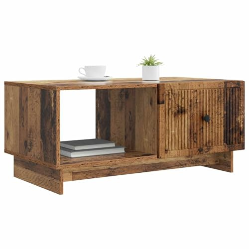 vidaXL Couchtisch Altholz 90 x 50 x 40 cm Holzwerkstoff, Vintage Rechteckiger Couchtisch, Holz mit Stauraum, für Wohnzimmer, Klassische Innendekoration