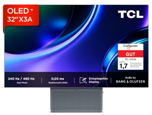 TCL OLED Monitor 32X3A 31.5”, 4K UHD (3840x2160) resolution, OLED+ technology, 240Hz, (480Hz FHD), Matte Screen, 1300 nits peak brightness, 0.03ms GTG response time, AMD Freesync Premium