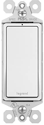 Legrand radiant TM870WSLCC10 15 Amp Rocker Wall Switch with Locator Light, Single Pole Decorator Light Switches, White (1 Count)