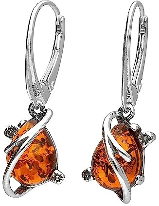 Bernstein Sterling Silber Ohrringe - Ausgefallene Bernstein Fancy Dangly Drop Ohrringe für Frauen - 925 Sterling Silber Schmuck 070321