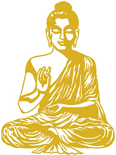 Samunshi® Wandtattoo Buddha Wandsticker 82 x 110cm goldmetalleffekt