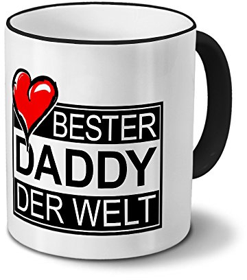 printplanet Tasse mit Namen Bester Daddy der Welt - Motiv Textart-Layout 4 - Namenstasse, Kaffeebecher, Mug, Becher, Kaffeetasse - Farbe Schwarz