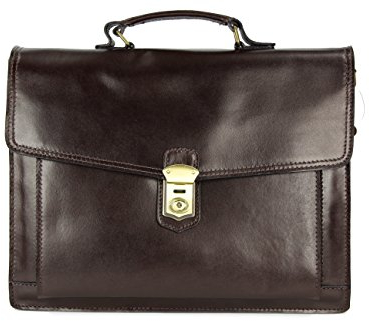 Belli Design Bag D italienische Leder Businesstasche Arbeitstasche Messenger Aktentasche Lehrertasche Laptoptasche Unisex in braun - 40x30x12 cm (B x H x T)