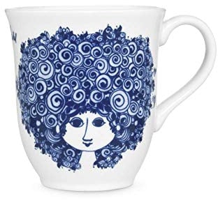 Bjørn Wiinblad Becher 35 cl Rosalinde handgefertigte Details, blau