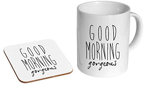 Good Morning Gorgeous Ceramic Coffee MUG + Coaster Gift Set …