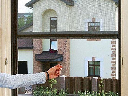 AWITALIA- Zanzariera GOLD ROLL in kit fai date riducibile a casa con piedini regolabili qui versione verticale COLORE AVORIO 120X160, montaggio e smontaggio rapido. spazzolino antivento e rallentatore