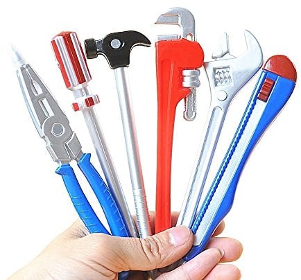 TILY Tintenroller Set in Form von Werkzeugen, für Schule, Büro, Schulbedarf, Geschenk für Kinder (6 Stück)