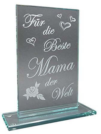 Geschenk-Glaspokal mit Lasergravur (verschiedene Gravuren zur Auswahl) (Beste Mama der Welt)