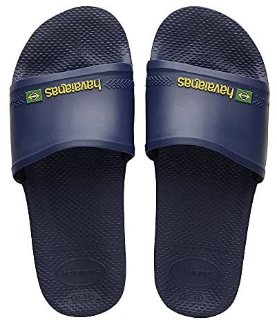 Havaianas Unisex Adult's Slide Brasil Flip-Flops, Blue, Navy Blue, 3/4 UK