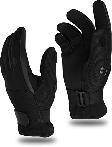 Storfisk fishing & more Thermo Anglerhandschuhe mit klappbaren Fingerkuppen, wasserabweisendes Neopren, Farbe :Schwarz, Größe:M