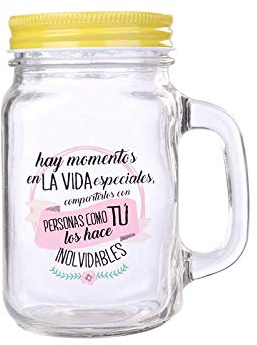 Jarra Cristal con Caña Frases MOMENTOS ESPECIALES Jarras, Tazas para Detalles, regalos y recuerdos de Bodas, Bautizos, Comuniones y Cumpleaños (Precio Unitario)