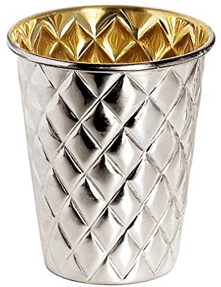 Brillibrum Design Trinkbecher versilbert innen Goldoptik Silberbecher hält Getränke länger kühl Geschenkidee Becher Silber poliert (Raute, 9 cm, Ohne Gravur)