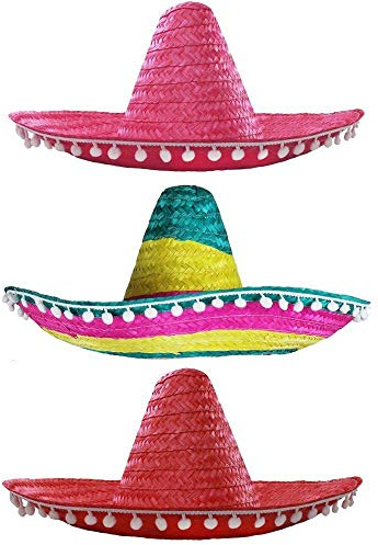I LOVE FANCY DRESS Paquete DE 6 Sombreros Mexicanos DE Paja EN DIVERSAS Colores para NIÑOS Fiestas DE Grupo O Carnaval