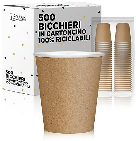 cubex professional 500 Bicchieri in cartoncino da 75 ML Avana, per Caffè, Acqua, Bevande Calde e Fredde, 100% Riciclabili
