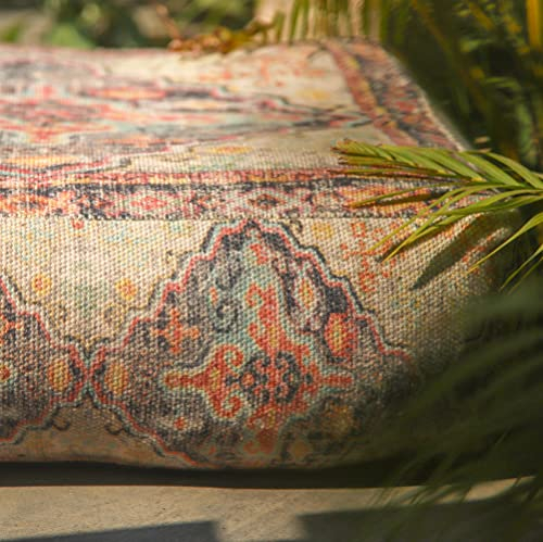 Mandala Life ART Böhmischer Kissenbezug für den Außenbereich - 60 x 20 cm - Quadratisch bedruckter Boho Chic-Bodenkissenbezug aus Polyester - für Pool, Garten oder Terrasse
