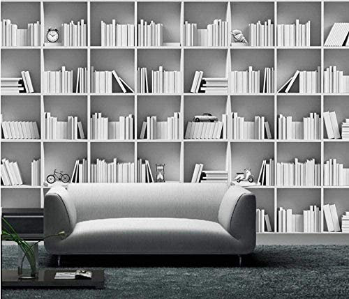 XiuTaiLtd Photo Wallpaper Design Modern Wallpaper White Books Wallpaper Library Study Tv Background Wall Bedroom Office Lounge Wall Decoration-450x315 CM