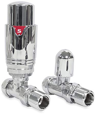 Adept Technology TRV c/w Lockshield and Modern Valves Head Kit (15mm x 1/2) Choice of Colours and Sizes (Straight, Chrome)