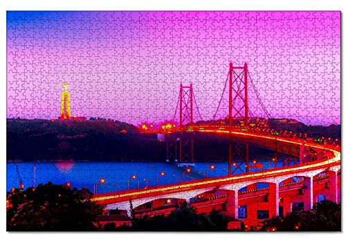 Jigsaw Puzzles Portugal Lisbon 1000 Piece Jigsaw Puzzle for Adults and Family Wooden Travel Gift Souvenir 30x20 inches(PTNO-04734)