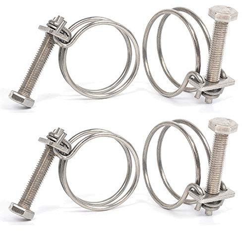 4 Pcs Double Wire Hose Clips Adjustable 304 Stainless Steel Hose Clamps Pond Hose Joint to Fit for 30-34mm/ 1.18-1.34 inch Pipe