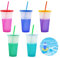 TSLBW Color Changing Cups 5 Pcs Colored Acrylic, Reusable Tumblers with Lids and Straws Plastic Bulk Christmas, Cold Water Tumblers Iced Coffee Cups for Adults Kids