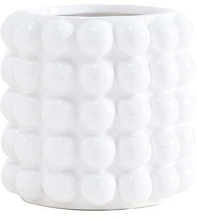 ANDING Weiße Vase Blumen Weiße Keramik Vase für Home Decor Pampasgras Vase Boho Vase Moderne Vase Dekorative Vase für Home Decor Ton Vase Blumentopf (A9912small White)
