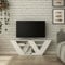 Dmora - Meuble TV Pegasus, Buffet de Salon, Armoire Basse pour TV, Base Murale de Rangement, 110x30h40 cm, Blanc