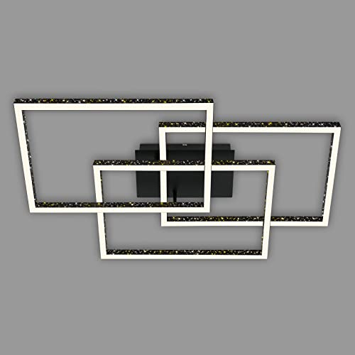 BRILONER Leuchten - LED Deckenleuchte mit Glitzereffekt, Deckenlampe Dimmbar, Schwenkbar Warmweißes Licht, Frame, Schwarz, 3752-015