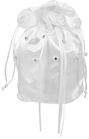 SEWACC Satin Hochzeitstasche Für Braut Mit Blumen-strassdekor Kordelzug-geschenktasche Für Süßigkeiten Party-geschenke Strapazierfähig Und Dekorativ