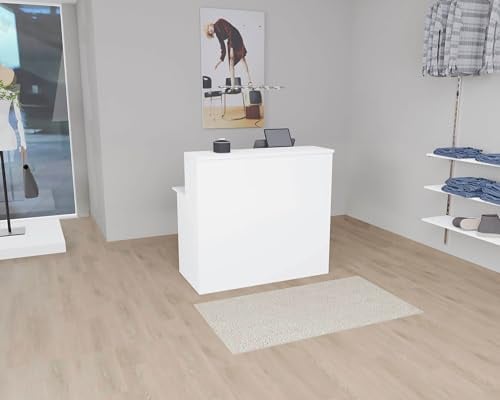 goodsforbusiness Thekenelement Berlin mit Schreibtisch 120x75x110,5cm Holz weiß - Empfangstheke Rezeption Arbeitsplatz, Verkaufstheke Made in Germany