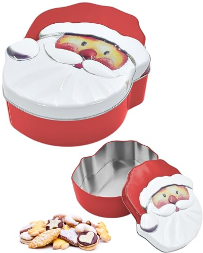 Stephans Möbelbörse Gebäckdose für Weihnachten Plätzchendose mit Deckel Metall Keksdose Blechdose Weihnachtsdose Plätzchendose Weihnachtsmann Santa