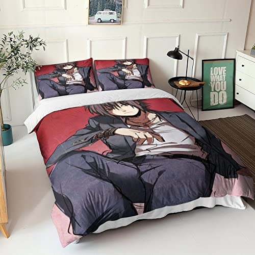 UNDERZY Auusda Naruto Bettbezüge Bettwäsche - Set Bettbezug Sasuke Uchiha Bettwäsche 3 Teilig, 3D Druck Microfaser Duvet Cover Mit Kissenbezug Für KinderJungen Mädchen Deckenbezug King(220x240cm)