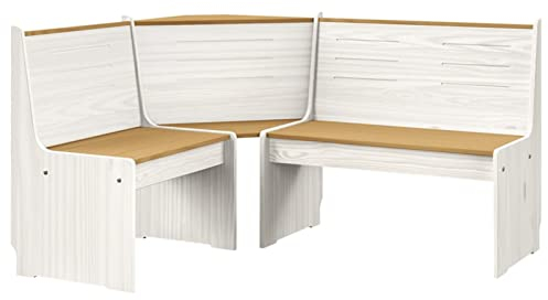 Tidyard Eckbank Eck-Sitzbank Essecke Sitzecke Küchen-Eckbank Küchenbank Eckbankgruppe Sitzgruppe Bank Küchenmöbel Gartenbank 151 cm Honigbraun und Weiß Massivholz Kiefer