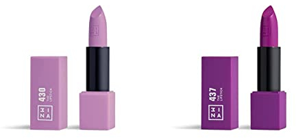 3INA MAKEUP - Vegan - The Lipstick 430 + The Lipstick 437 - Lila - Labiales mate y shinny - Barra de labios de alta pigmentación y textura cremosa olor a vainilla - Cierre magnético - Cruelty Free