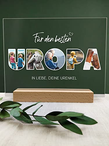 Uropa Geschenk Acryl Foto Geschenk - Personalisierte Geschenke, Familien Geschenk, persönliches Geschenk, Fotoalbum aus Glas, Fotogeschenke, Eigenes Foto, die schönsten Momente - Uropa Geschenke