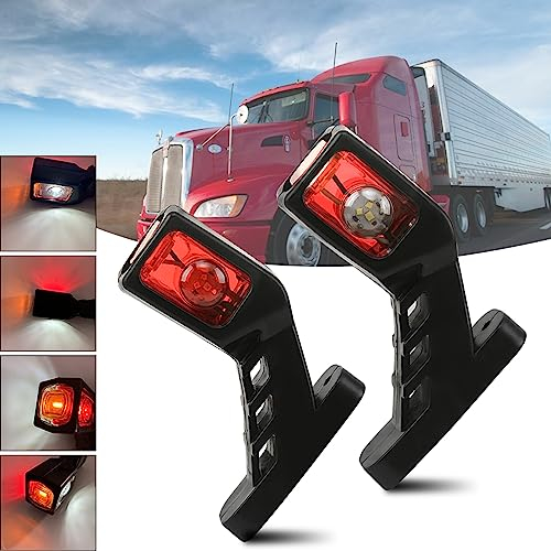 Krtopo 2X Seitenmarkierungsleuchten 24V Anhänger Seitenleuchte Dreiseitig Drei Farben Gelb Weiß Rotes Licht für LKW Wohnmobil Wohnwagen