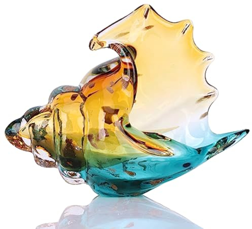 Durratou Handgeblasene Glasmuschel Statue Glaskunst Figur Glas Kunst Statue Bücherregal Dekoration