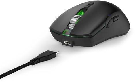 uRage Gaming-Maus Reaper 610 Wireless, kabellose Maus mit 9 programmierbaren Tasten, bis zu 16.000 DPI, 78 g, RGB-Beleuchtung, Gaming-Software, in schwarz