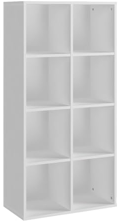 Panana Bücherschrank, Bücherregal mit 8 Fächern, Regale, Büroregal, Würfelregal, Standregal, für Wohnzimmer, Schlafzimmer, Büro (Weiß), FAMI-HFBCB8