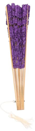 PRETYZOOM Embroidered Bamboo Lace Folding Fan Retro Vintage Style Court Fan Unique Home Decoration for Bridal Dancing Traditional Events